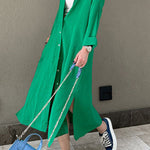Casual Solid Buckle POLO collar Shirt Dress Dresses