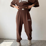 Two Piece Outfits Casual Lounge Sets Round Neck T-shirt Pullover with Pocket Joggers