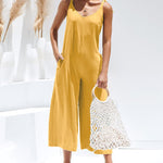 Sleeveless Tie Strap Backless Wide Leg Casual Loose Jumpsuit Rompers