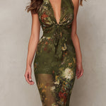 Bohemian Halter-neck Chiffon Printed Maxi Dress