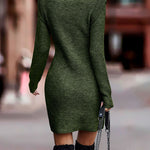 Round Neck Long Sleeve Sexy Sweater Dress