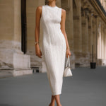 Timeless Cable-Knit Halter Maxi Dress