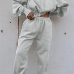 Two Piece Outfits Casual Lounge Sets Hoodied Pullover with Drawstring Tracksuit Sweatsuit