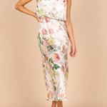 Wine Country Dates Floral Halter Neck Elastic Waist Maxi Dress