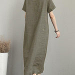 Original Cotton-Blend Lapel Solid Color Dress