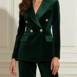 Long Sleeves Buttoned Contrast Color Pockets Split-Joint Notched Collar Blazer Outerwear