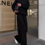 Nadorine Casual Two Piece Long Sleeve Turtleneck Sweatshirt Top High Waist Wide Leg Pants Set