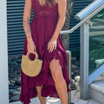 GARNET CROCHET TOP HIGH LOW DRESS