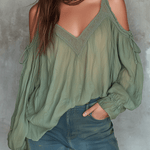 Boho V-Neck Off-Shoulder  Lace Blouse