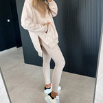 Slit Hoodie Pencil Pants Two Piece Set