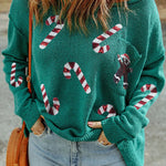 Sequined Christmas Graphic Pullover Sweatshirt