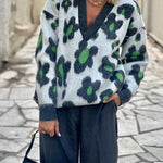 Cosy October Knit Flower Pattern Loose Pullover Sweater