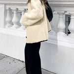 Sherpa Patchwork Round Neck Warm Loose Jacket