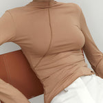 Slim Stretch Long Sleeve Blouses Casual T Shirts Tops