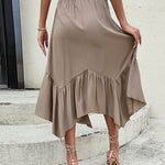Elegant Irregular Ruffle Hemline A-line Midi Skirt