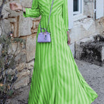Stylish Long Sleeves Striped Lapel Collar Maxi Dresses