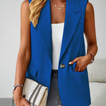 Sleeveless Buckled Slit Side Single Breasted Blazer Casual Office Wear Vest Jacket