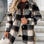 Plaid Pattern Mid-length Button-up Shirt Jacket
