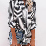 Nadorine Long Sleeve Shirts V Neck Printed Pocket Shirt for Women Casual Business Work Office 2026 | Under $40
