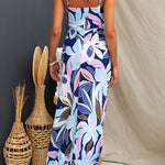 Sleeveless Adjustable Straps Floral Print Maxi Dress
