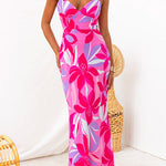 Sleeveless Adjustable Straps Floral Print Maxi Dress