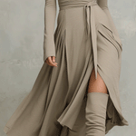 Women’s Elegant Figure-flattering Long Sleeves Knit Blend Midi Dress