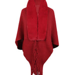 Knit Shawl Womens Solid Color Loose Collar Tassel Cape Knitted Cape Coat