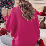 Merry Letter Embroidered High Neck Sweater