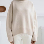 Turtleneck Loose Long Sleeve Knitted Pullover Sweater Tops