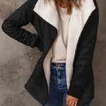 Fleece Long Sleeve Warm Teddy Coat Lapel Cardigan With Pocket