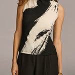 Loose Sleeveless Split-Joint High Neck Vest Top