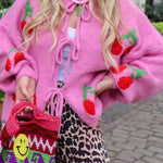 Cherry Embroidered Cardigan Sweater