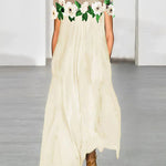 Loose Short Sleeves Flower-Embellished See-Through Split-Joint Round-neck Maxi Dresses