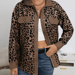 Leopard Jacket Long Sleeve Lapel Button Down Corduroy Shirts