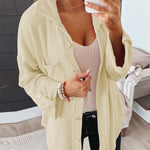 Striped Single-breasted Mid-length Corduroy Shirt Jacket