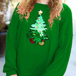 Christmas Tree Holiday Sequined Casual Loose Sweatshirt