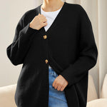 Open Front Oversized Button Lightweight Sweaters V Neck Loose Cardigans Knit Outwear