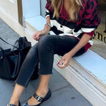 Stay Close Knit Leopard Color Block Button Up Relaxed Cardigan