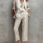 Vintage Striped Lace Cropped Trousers