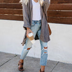 Knit Open-Front Split Cardigan