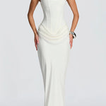 Eleanor | Square-Neck Satin Maxi Dress