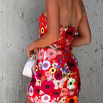 IMANI STRAPLESS FLORAL APPLIQUE MINI DRESS