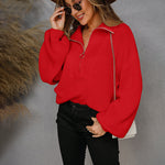 Nadorine Casual Long Sleeve Half Zip Pullover Sweaters