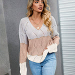 Nadorine Colorblock V-Neck Sweater