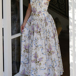 Margovil Spaghetti Strap Floral Print Bustier A-line Maxi Dress