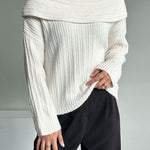 Nadorine Chic One Shoulder Wrapped Knitted Loose Sweater