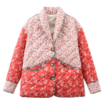 Printed Contrasting Color Stitching Cotton Jacket
