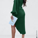 Long Sleeve Wrap Asymmetric Dress