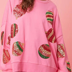 Christmas Egg Sequined Casual Long Sleeve Sweatshirt