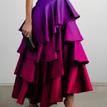 A-Line High Waisted Falbala Gradient Skirts Bottoms